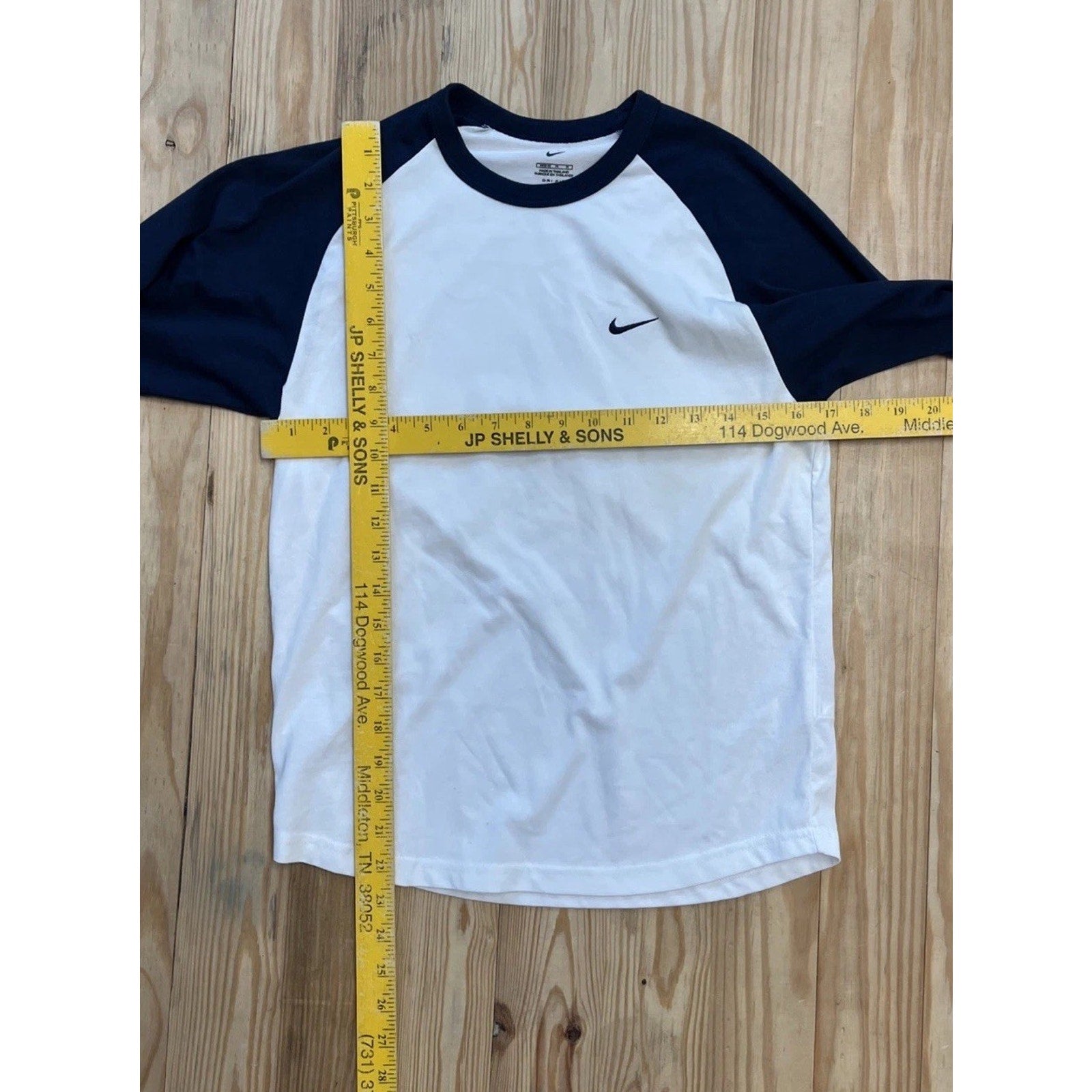 NWT NIKE DRI-FIT RAGLAN BASEBALL SHIRT Pull Over BLUE WHITE YOUTH MED