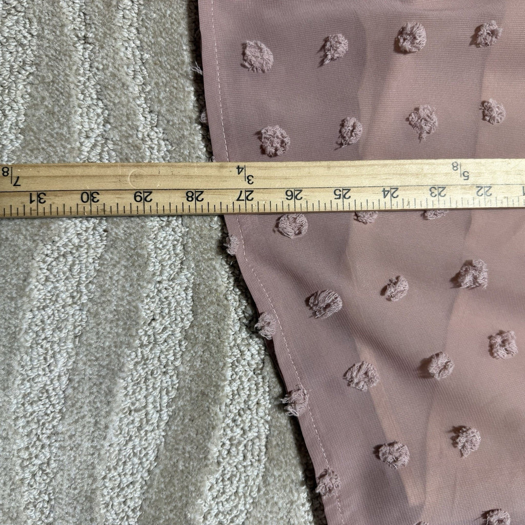 NWT C+D+M Collection Blush Pink Swiss Dot Blouse Women’s L Ruffle Mock Neck Boho