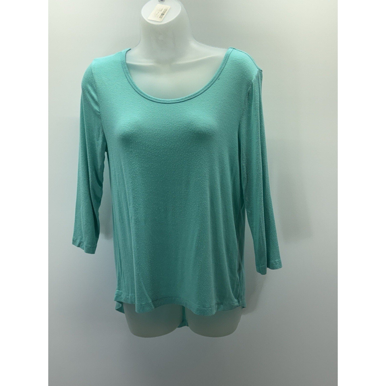 Zenana Light Teal Ladies Popover Shirt Top Size L Dolman 3/4 Sleeve Stretch