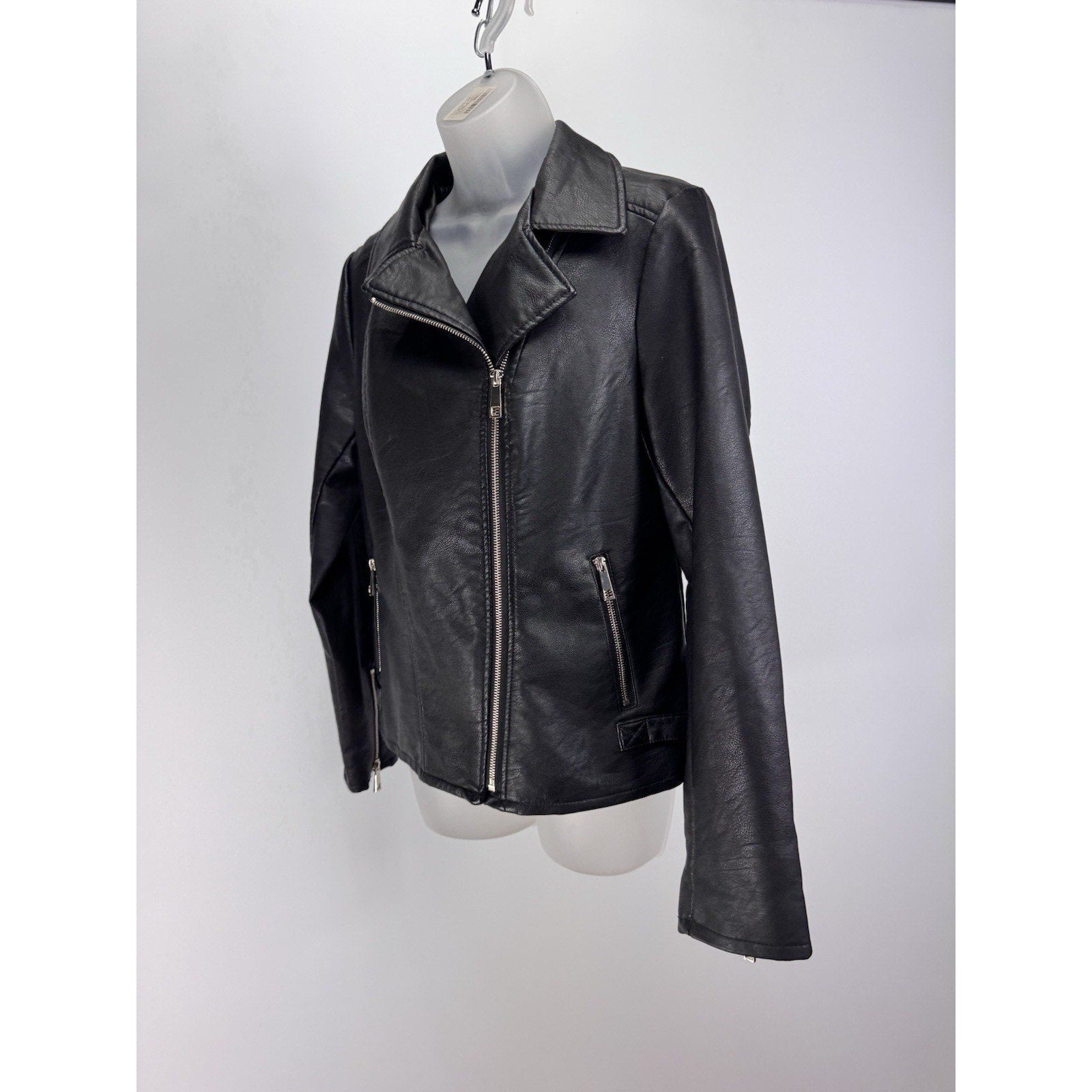Women's a.n.a Faux Leather Midweight Motorcycle Jacket Black Size Large NWT