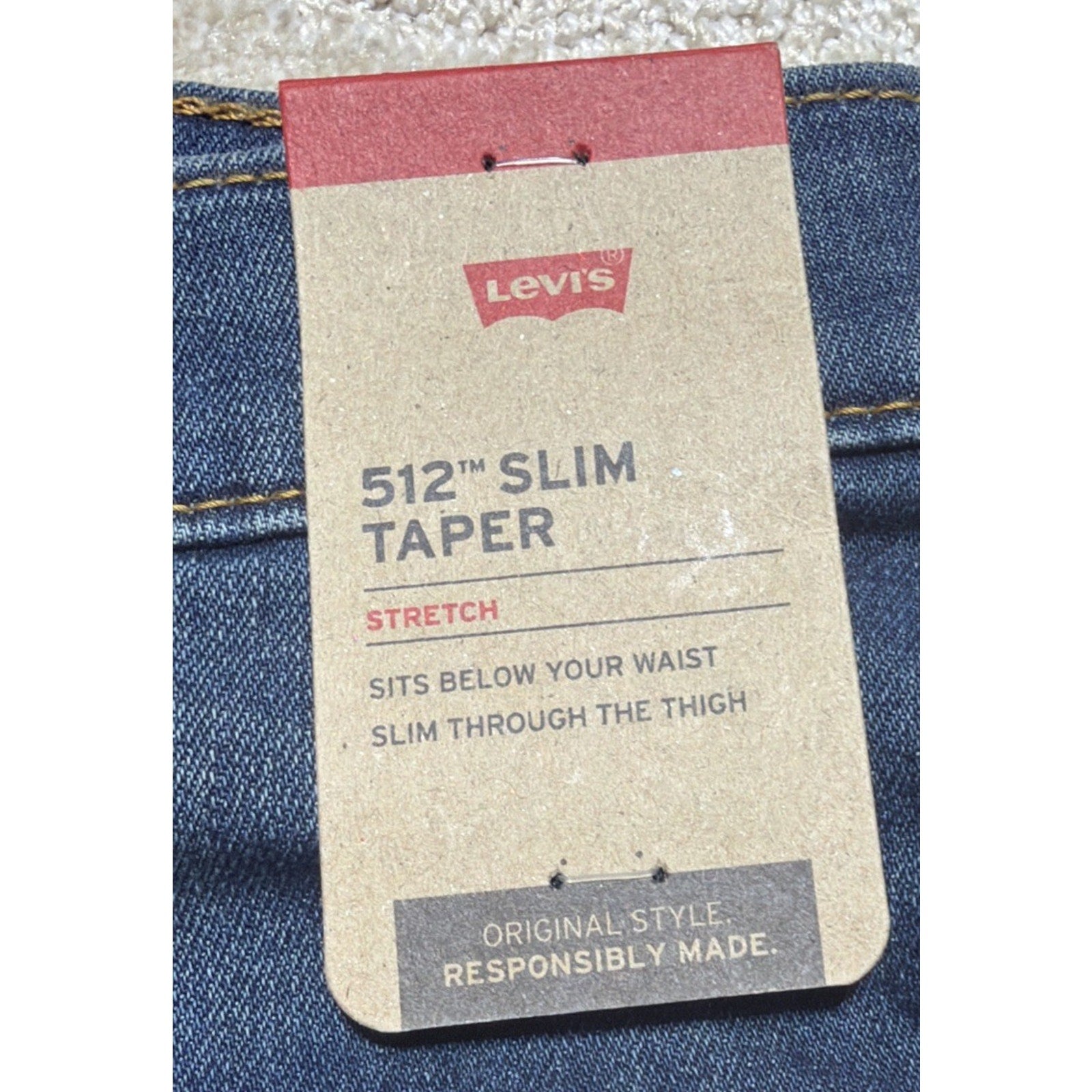 Levi’s 512 Slim Taper Stretch Denim Jeans Men’s Size 36x32 NWT