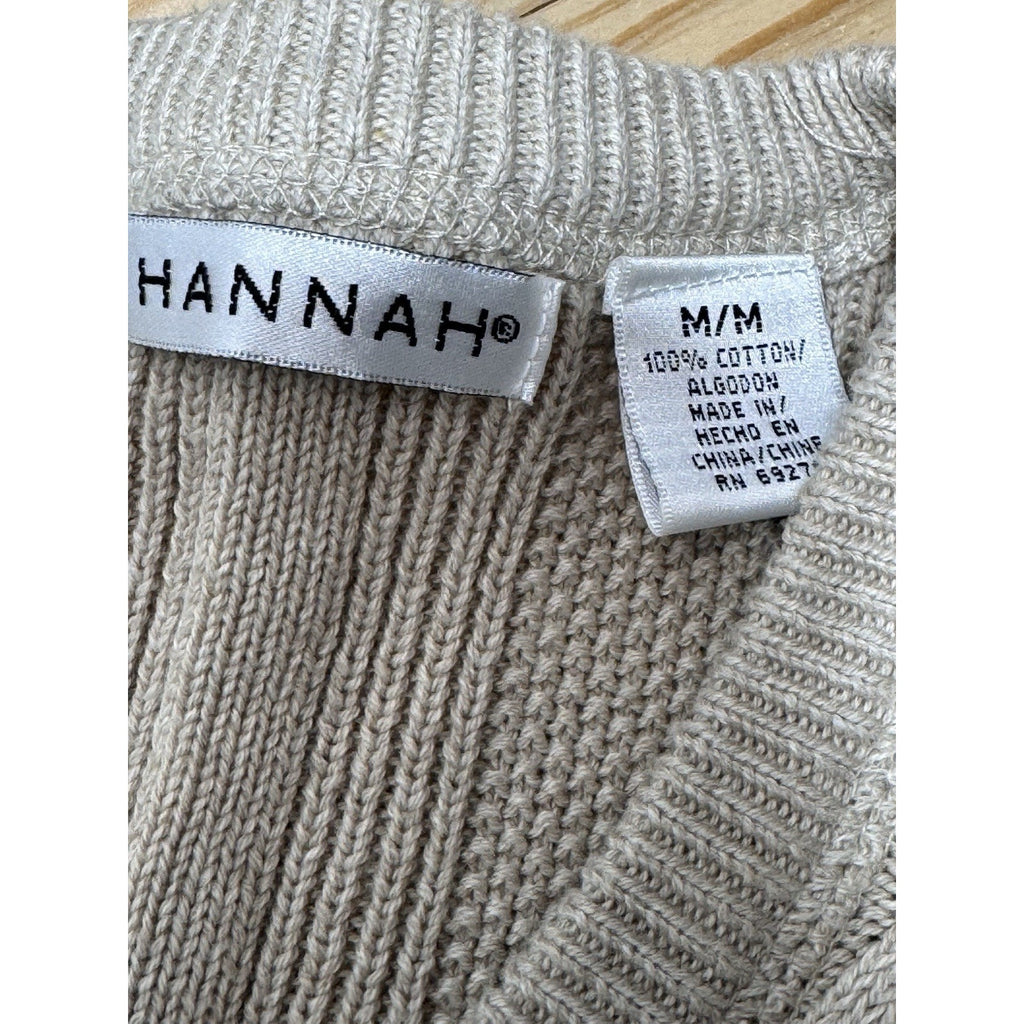 Hannah Tan Brown Cardigan Sweater Knit Long Sleeve Button Front Women’s Size M