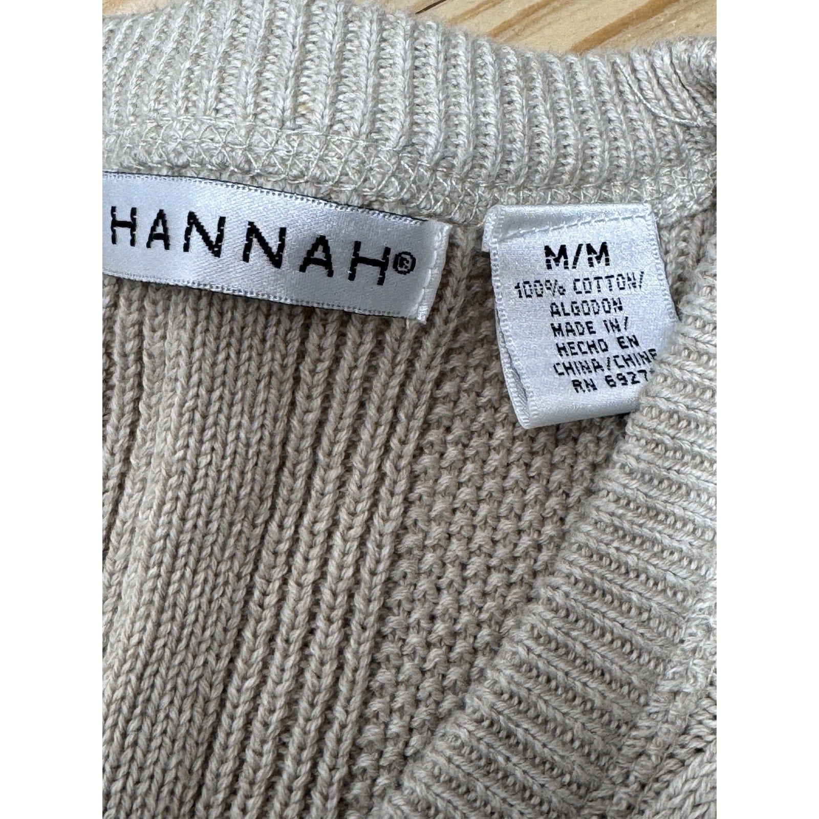 Hannah Tan Brown Cardigan Sweater Knit Long Sleeve Button Front Women’s Size M