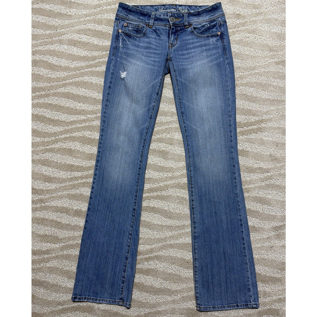 American Eagle Y2K Low Rise Slim Boot Jeans Womens 2 Long Blue Denim 29x34