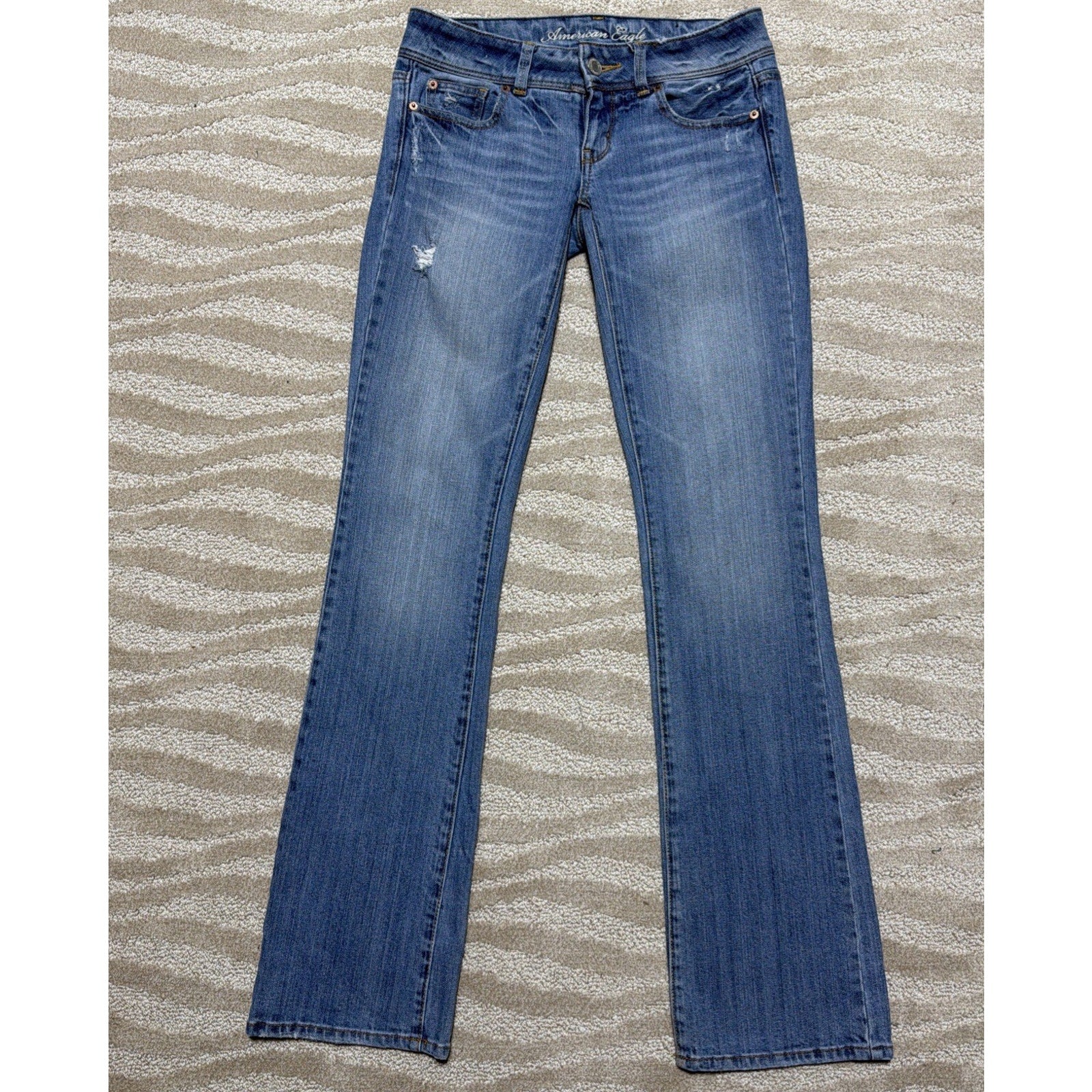 American Eagle Y2K Low Rise Slim Boot Jeans Womens 2 Long Blue Denim 29x34