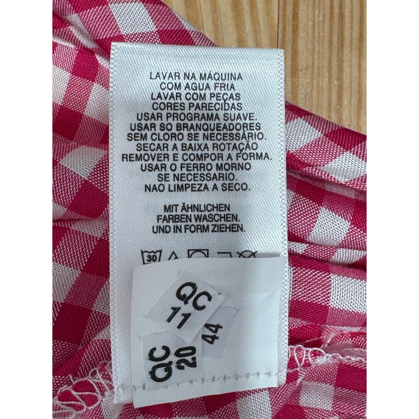 Jones New York Button Down Tie Pink White Gingham Blouse Women’s Size XXL NWT