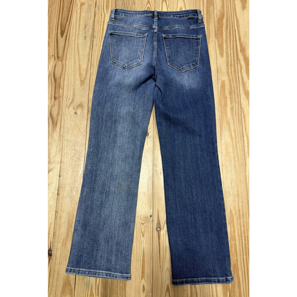 Risen Los Angeles Women’s 2 Tone High Rise Straight Leg Crop Jeans 7/28