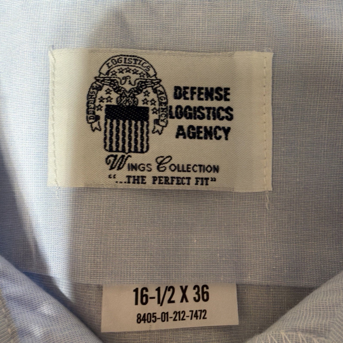 Defense Logistics Agency Shirt mens L Blue Button Up Uniform Military Wings Coll