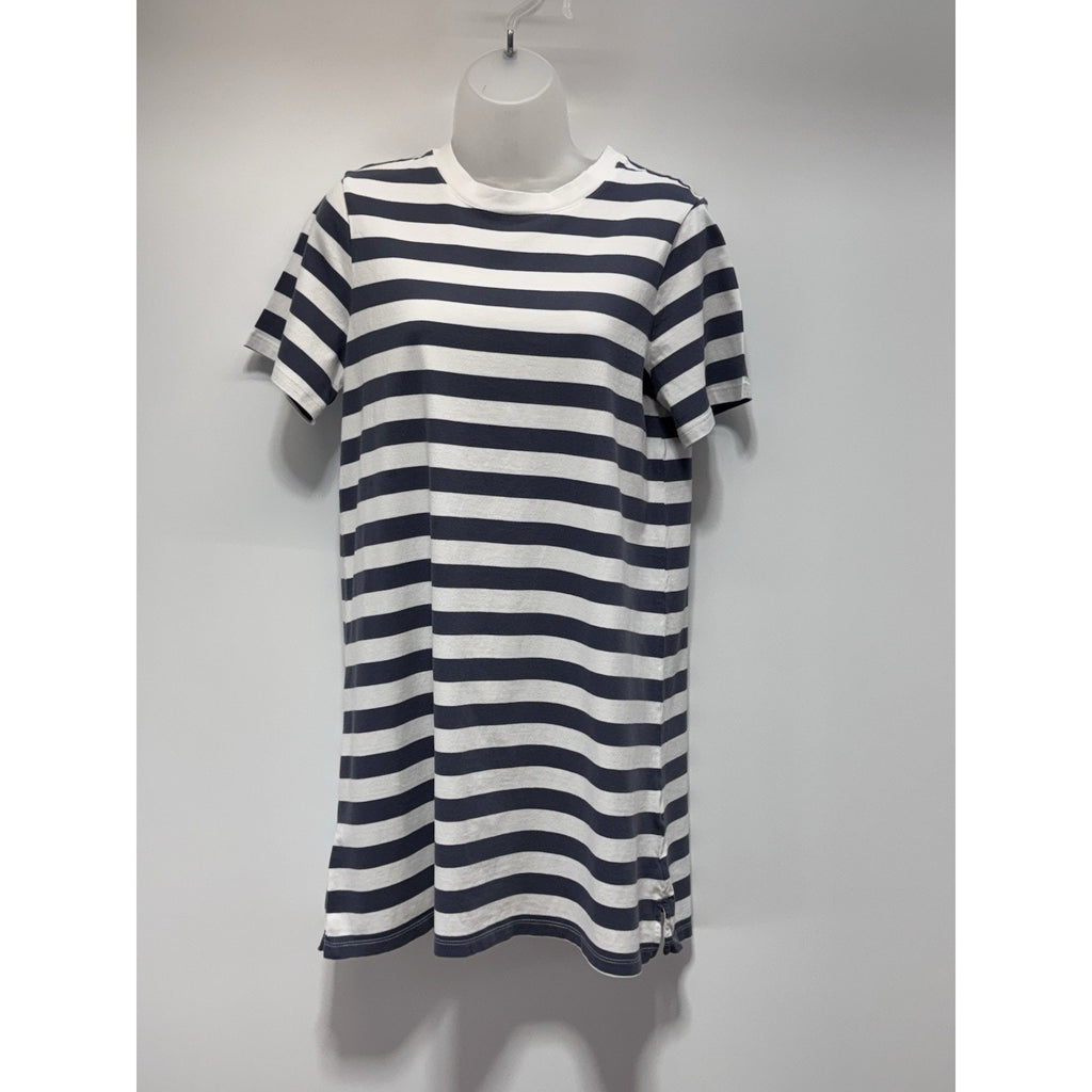 Old Navy Crew-Neck Mini T-Shirt Dress Navy Blue White Striped Women’s Size M