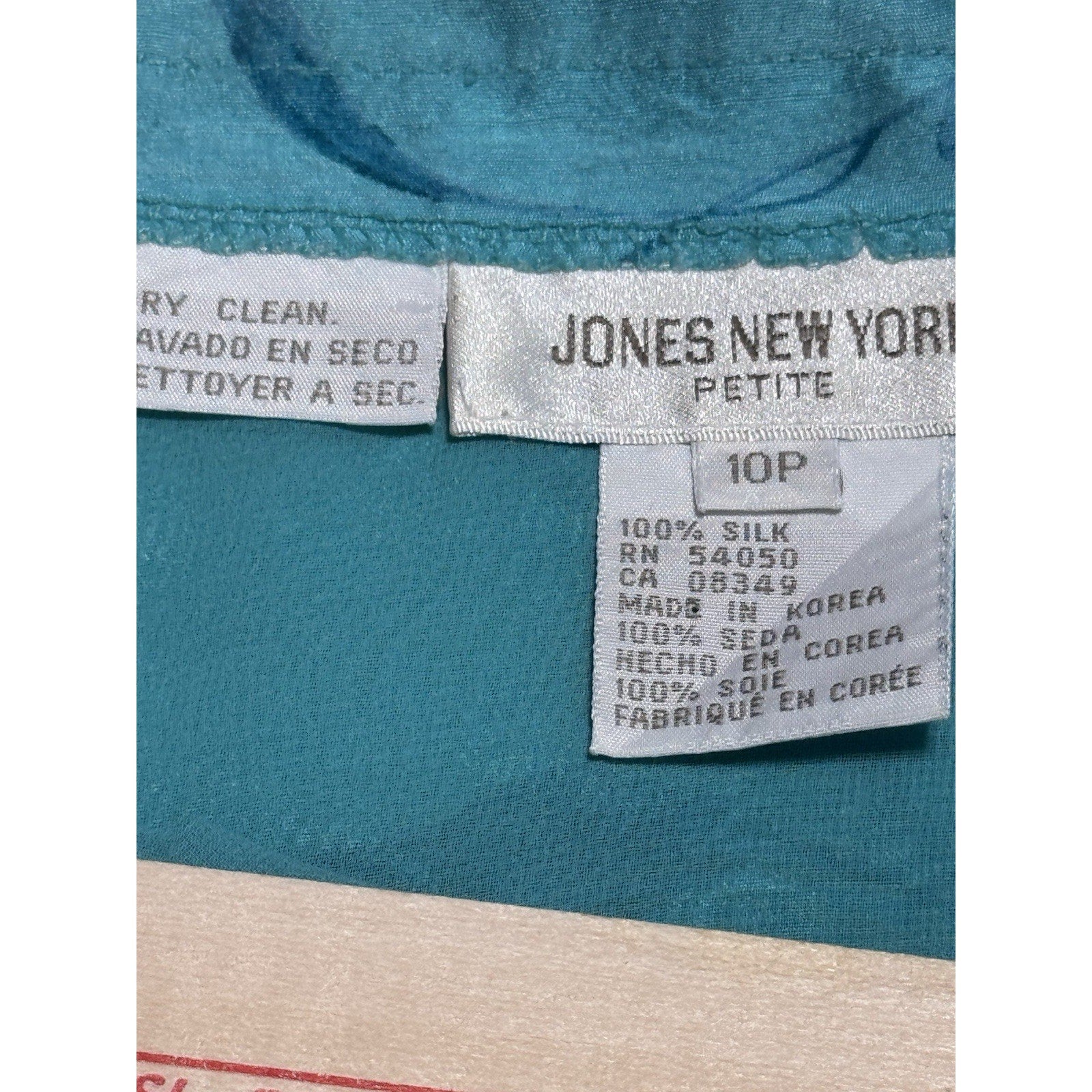 Jones New York Silk Skirt 10P Petite Blue Floral Midi Pencil Back Slit Lined