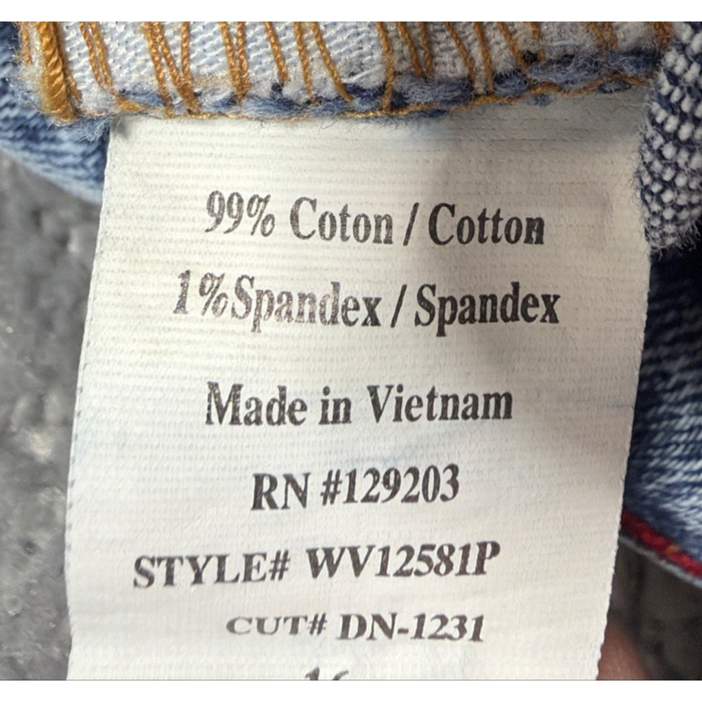 Cello Jeans Size 16 Blue Acid Wash Denim Distressed Skinny High Rise Jeans 33x31