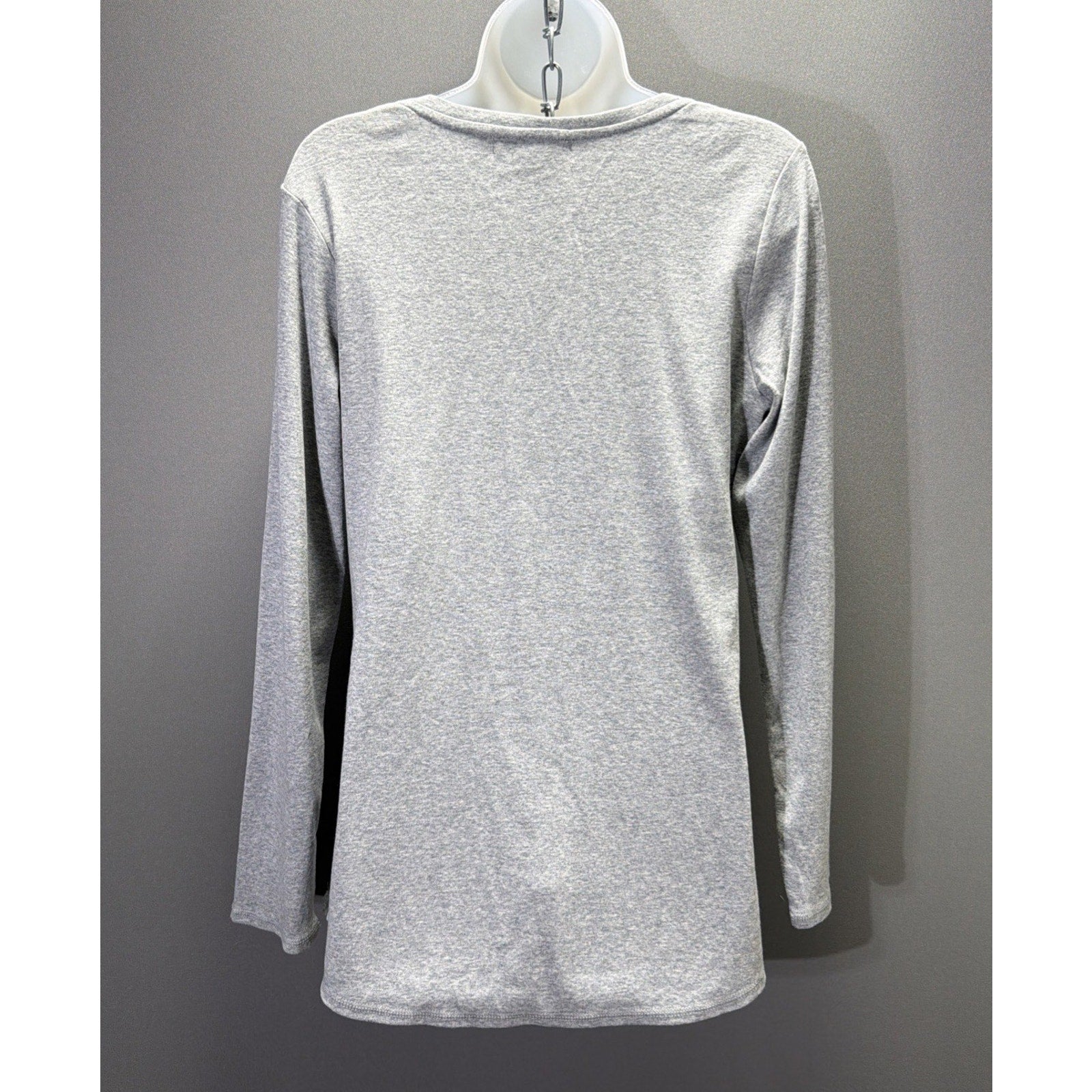 RXB Women's LS Pullover Top Gray w/Lace & Rhinestones Paisley Design Size L NWT