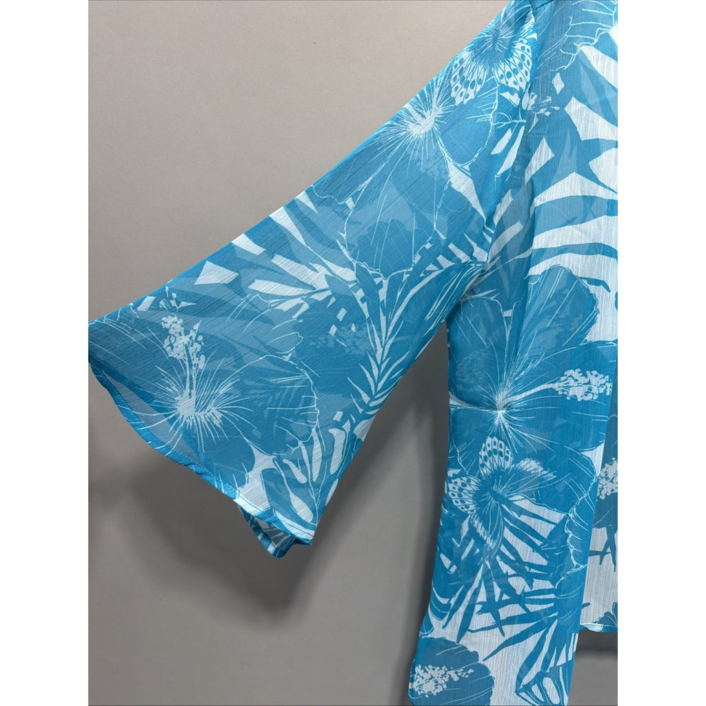 Liz Lange Kimono Tropical Floral Cover Up Size Small Bell Sleeves Beachy New