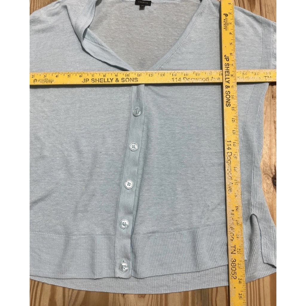 Women's Talbot's Cardigan 100% Linen Light blue Size Medium