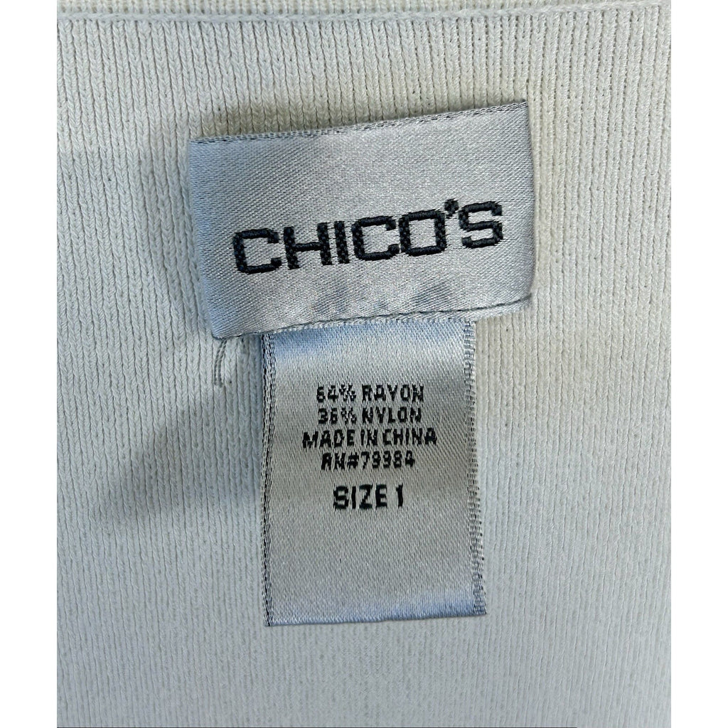 Chico’s Off White/Creme V-neck Ribbed Lace Tank Size 1 Medium Blouse.