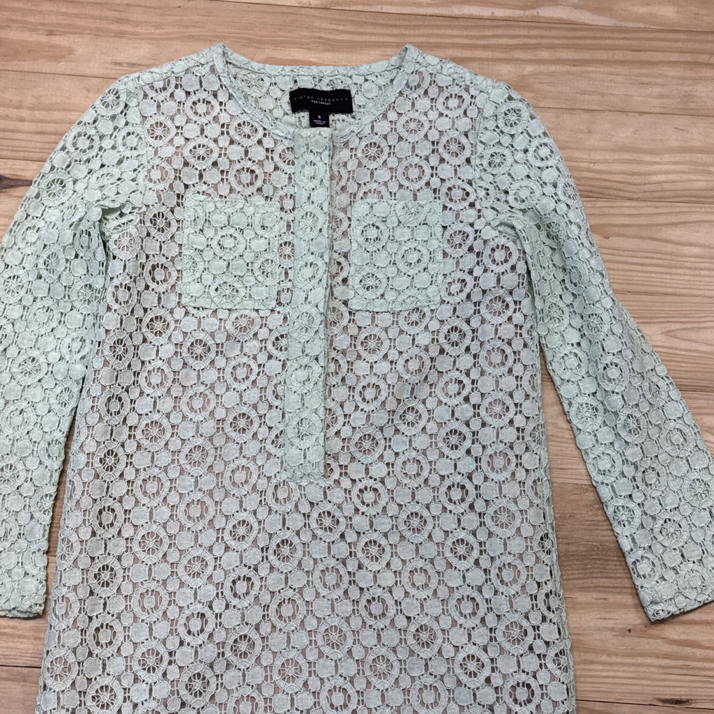 Victoria Beckham Mint Lace Girls Lined Green Dress Long Sleeve Size Small