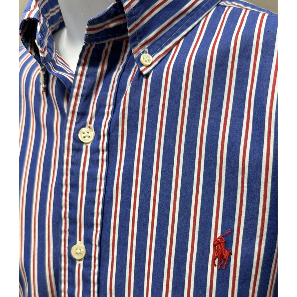 Ralph Lauren Mens Striped Button Down Long Sleeve Dress Shirt M Classic Fit Prep