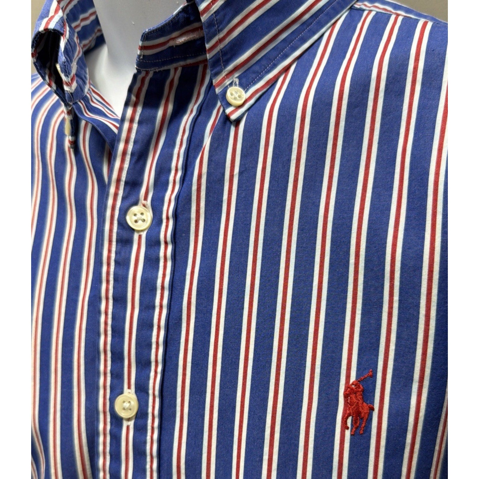 Ralph Lauren Mens Striped Button Down Long Sleeve Dress Shirt M Classic Fit Prep