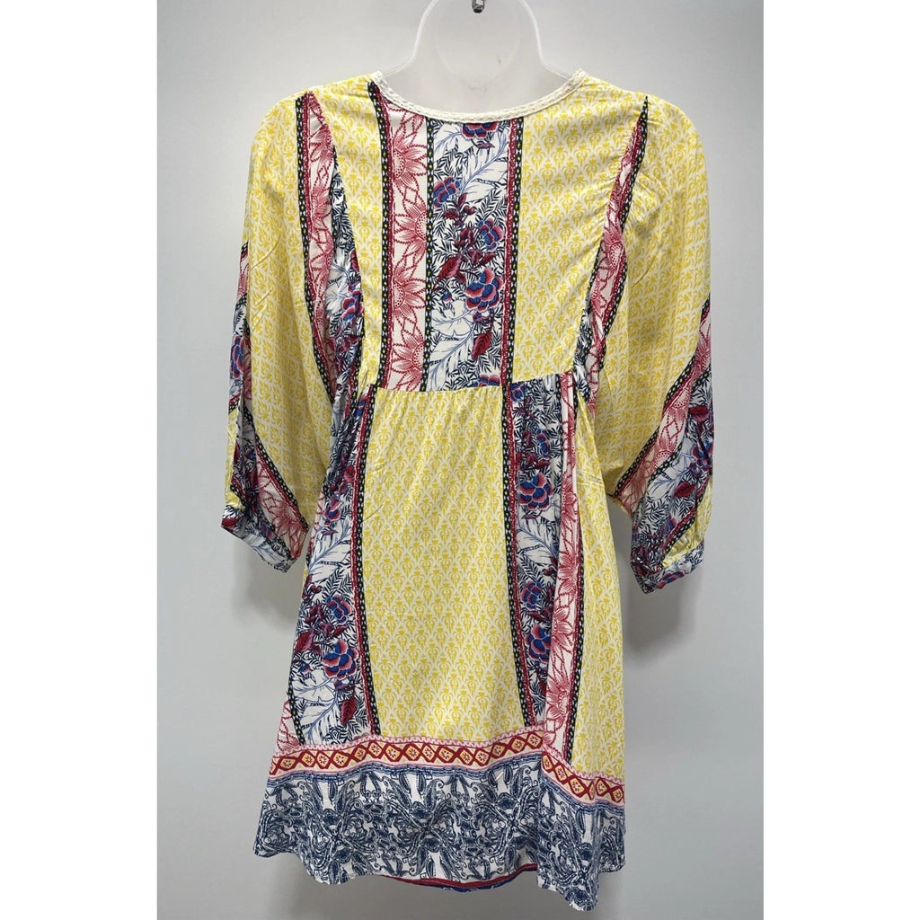 Umgee USA Boutique Women's Small Yellow Lace Short Sleeve Cute Tunic Top