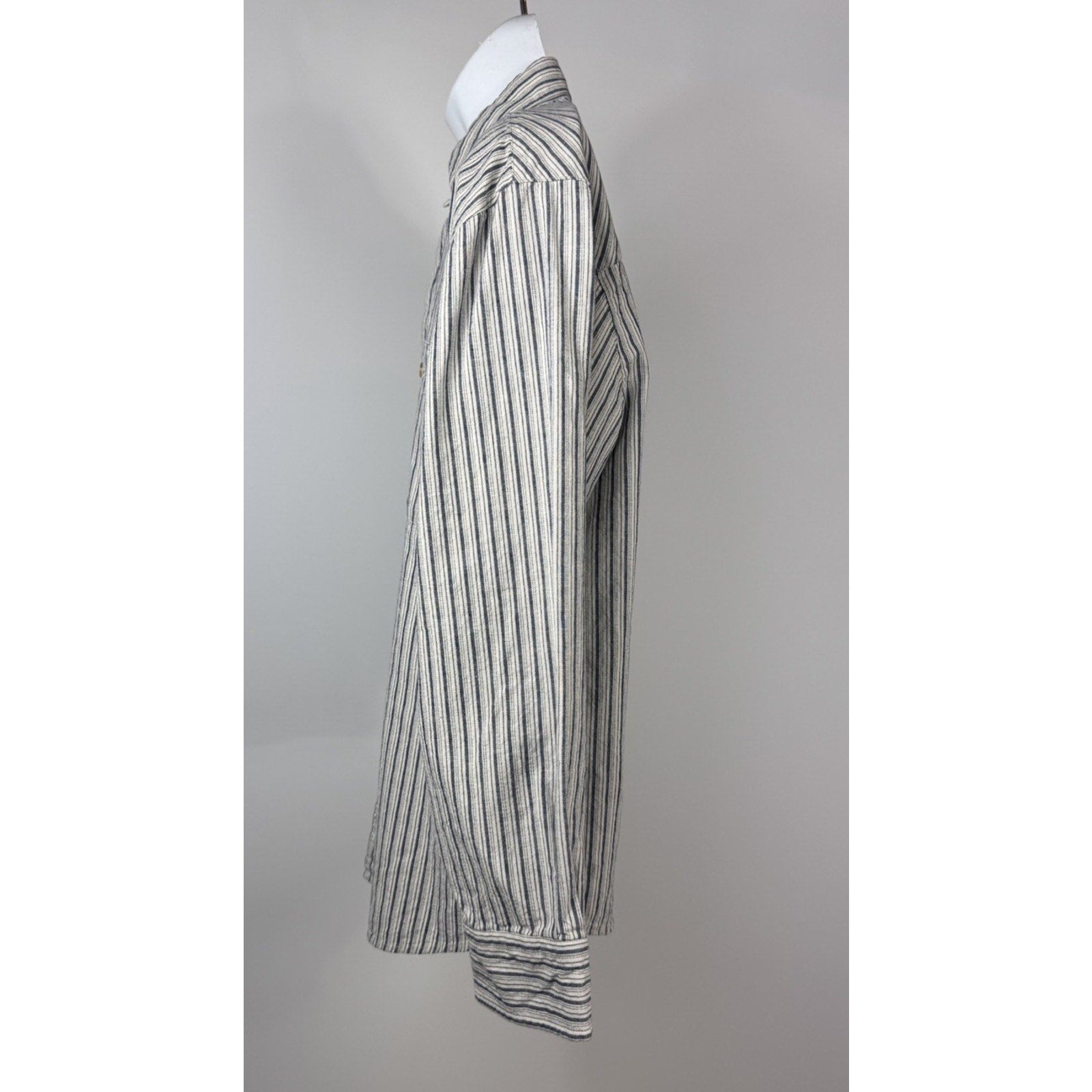 CE Schmidt Workwear Men’s Large Shirt Button Up Long Sleeve Blue White Stripe