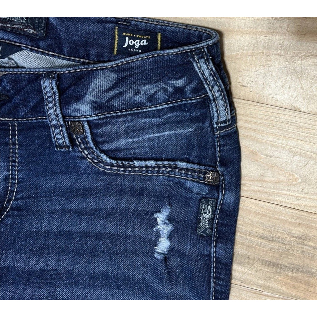 Silver Suki Joga Super Skinny Jeans Womens Blue Dark Wash Stretch Mid Rise 30