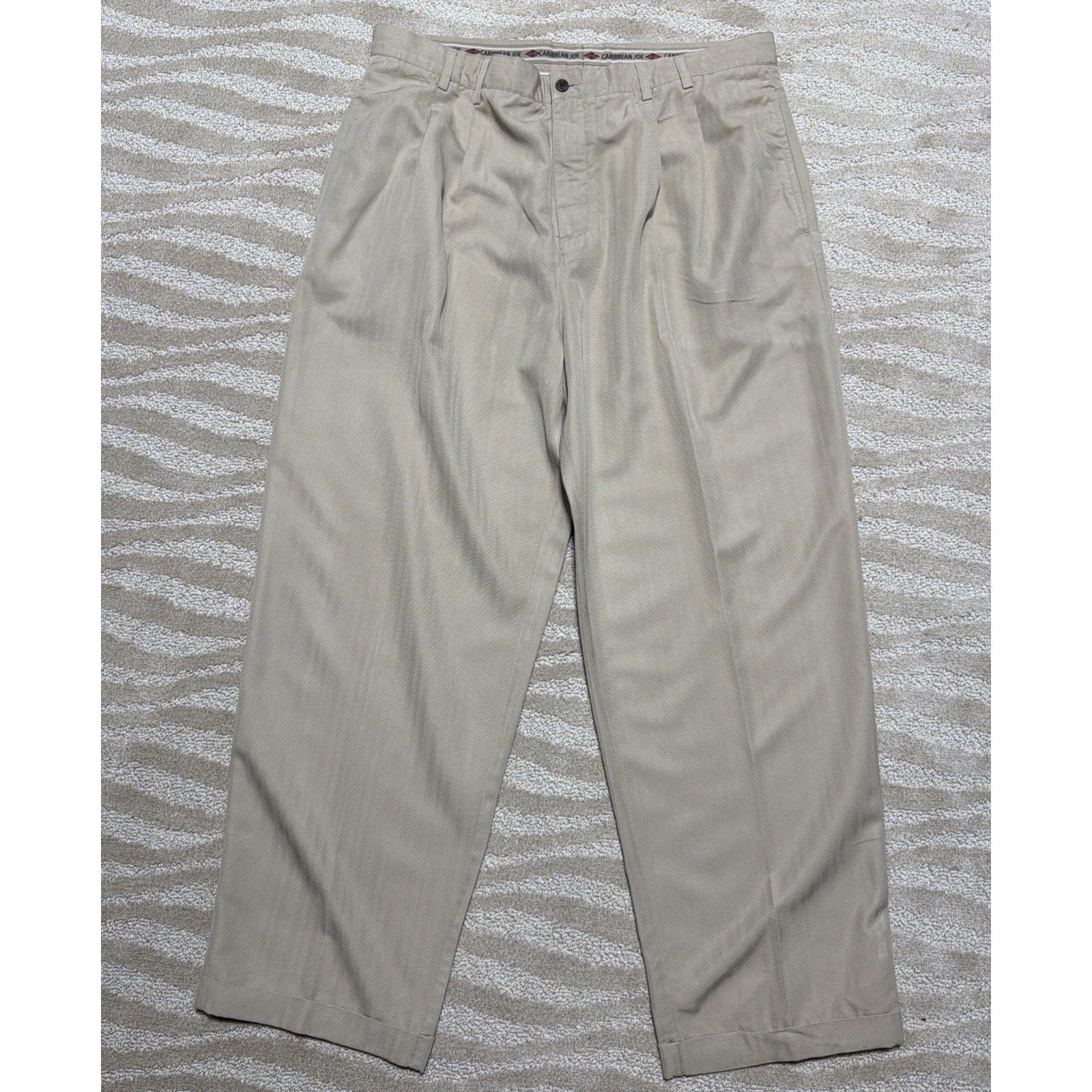 Caribbean Joe Pleated Cuffed Casual Chino Pants Size 44x30 Actual 38x30