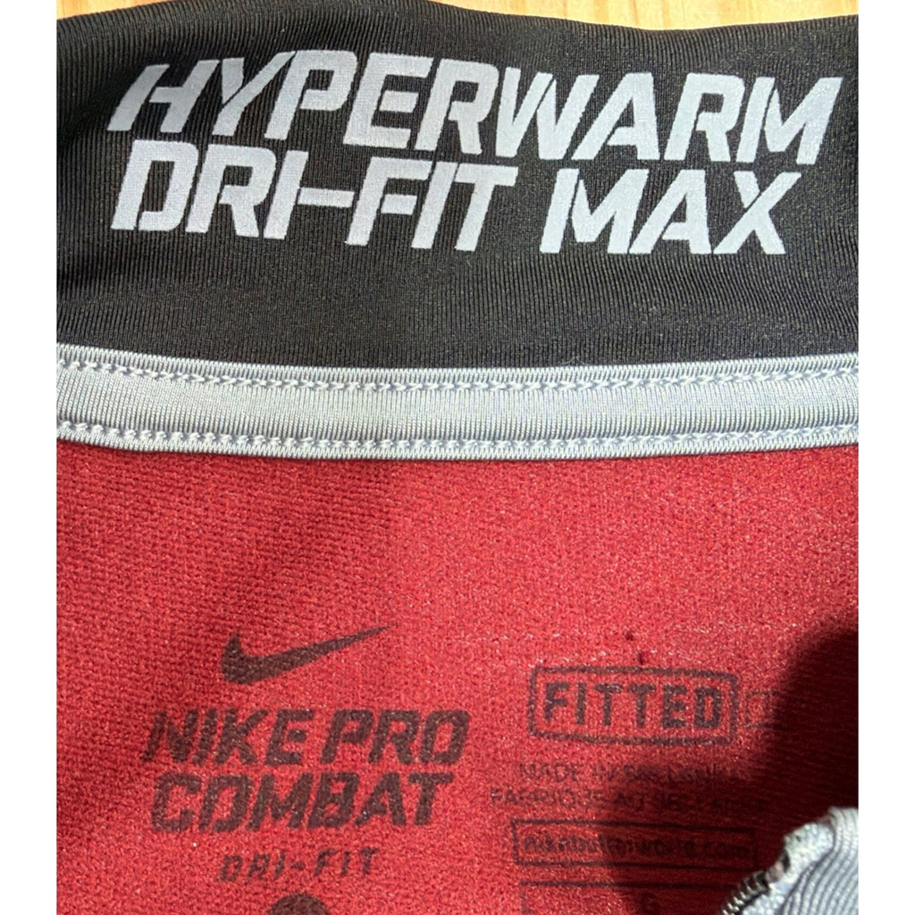 Nike Pro Combat Hyperwarm Dri-Fit Max Mens L 1/4 Zip Pullover Gray 543596-065