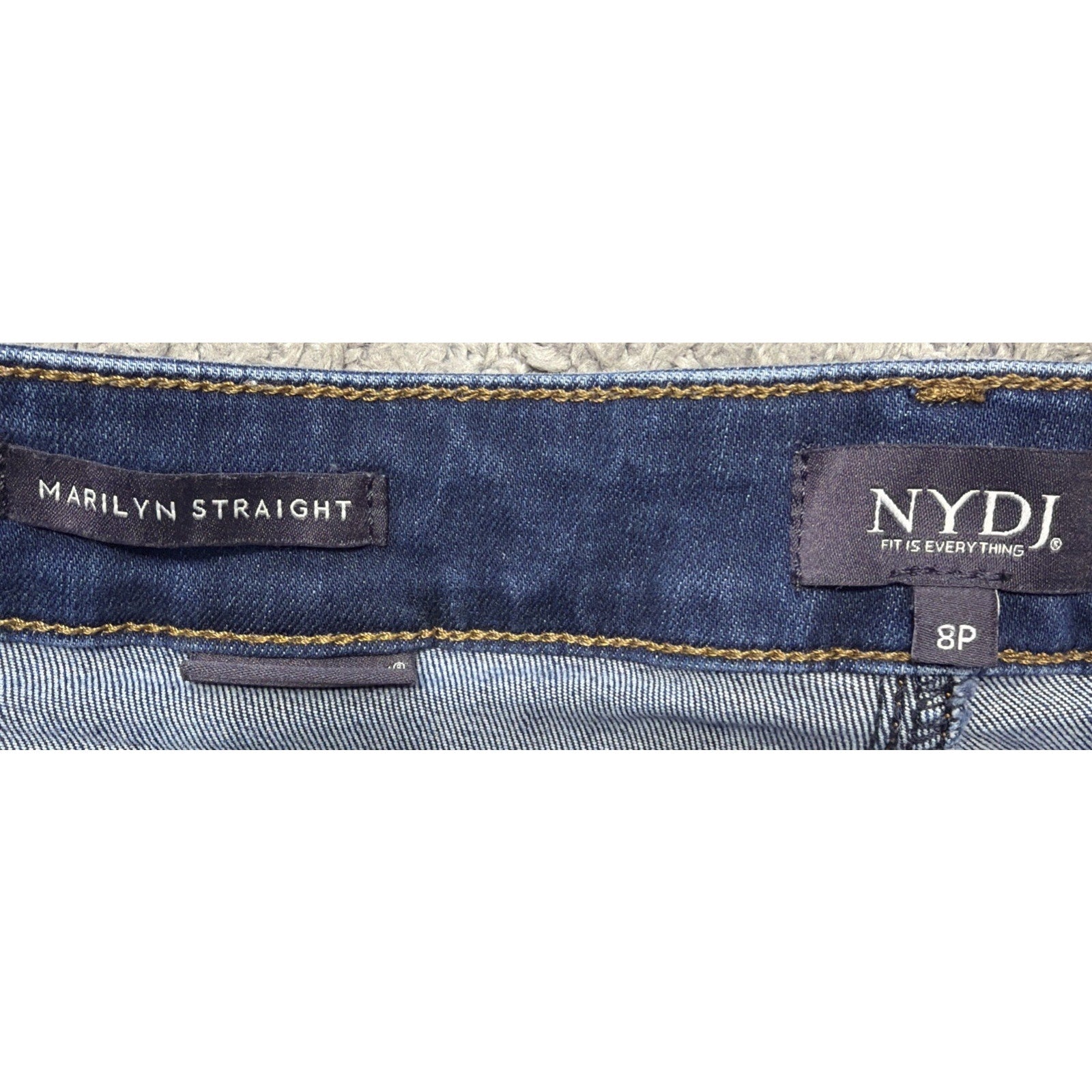 NYDJ Jeans Women's Marilyn Straight Tummy Control Pants Quinn Blue 8 Petite