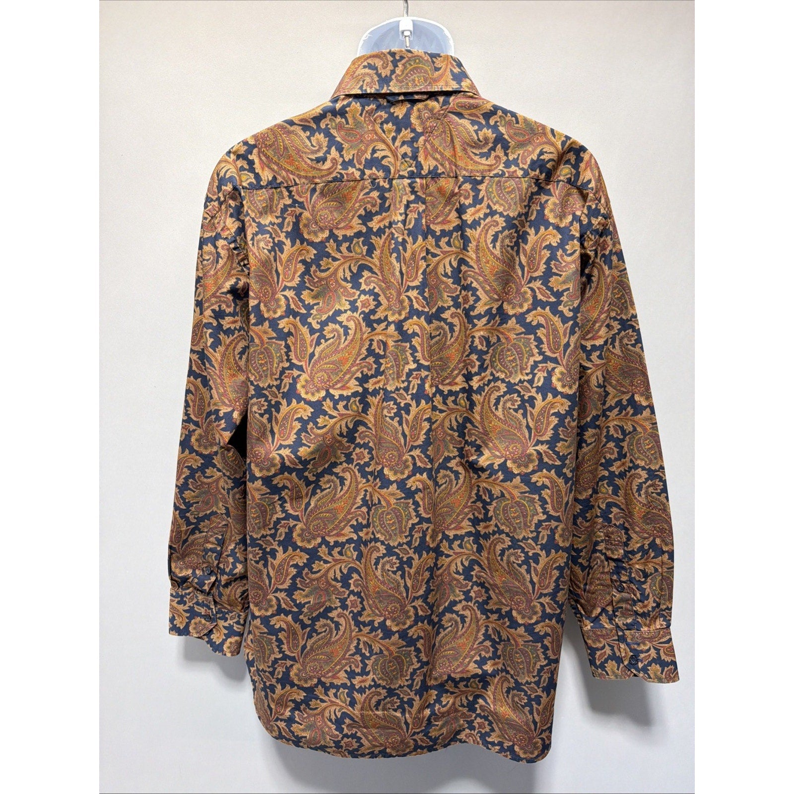 Tommy Hilfiger Men's Long Sleeve Paisley Cotton Shirt Brown Multi Color Size L