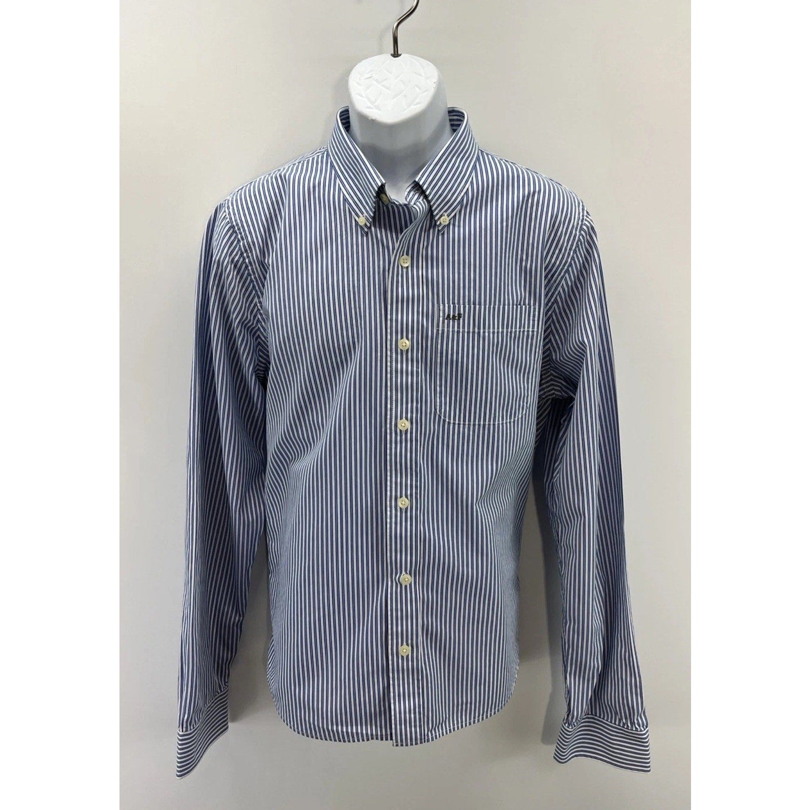 ABERCROMBIE & FITCH Muscle XXL Blue White Striped Long Sleeve Button Down