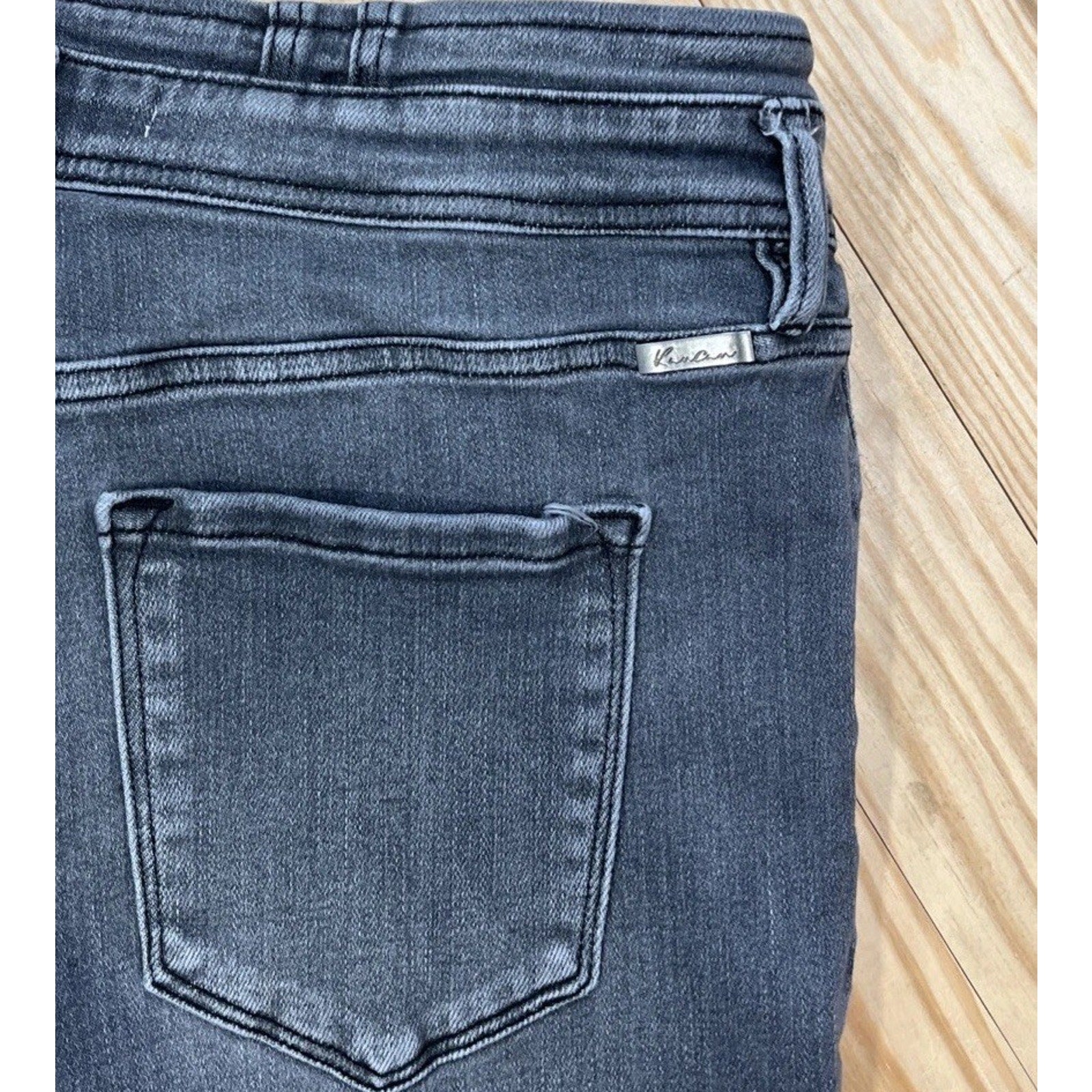 KanCan Jeans Skinny High Rise Ankle Charcoal Wash Size 31 Raw Hem