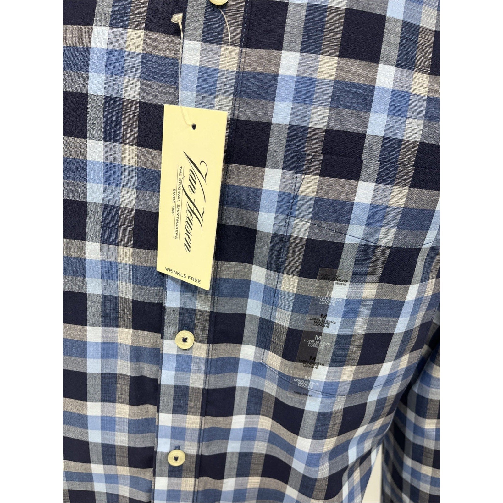 New Van Heusen Men's Slim Fit Dress Shirt Wrinkle Free Long Sleeves Blue M