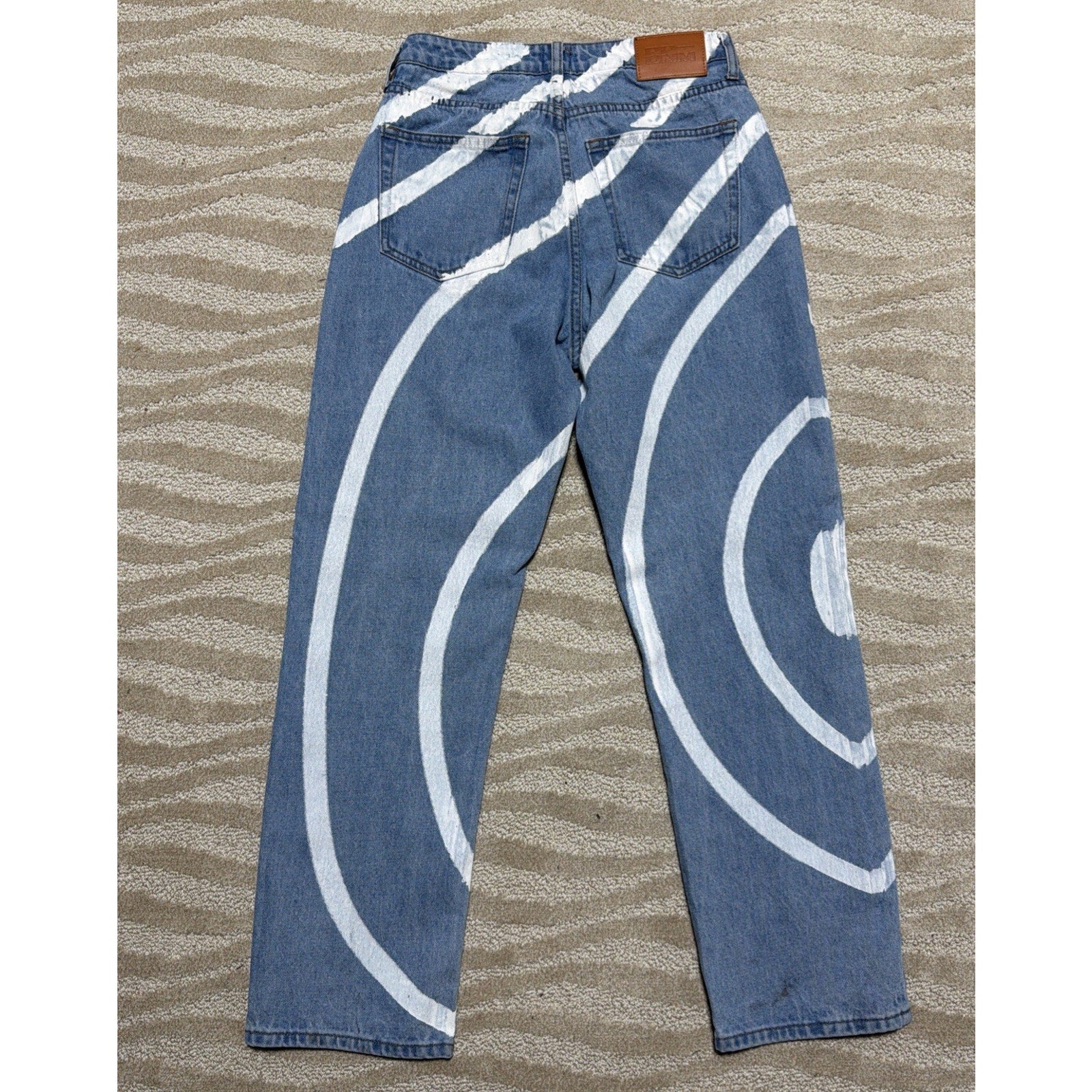 Princess Polly Straight Leg Jeans Women Size 2 High-Rise Paint Art 28x29