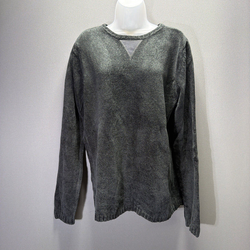 Denim & Co. women's L Green/Gray long sleeve Ribbed knit sweater QVC NWT
