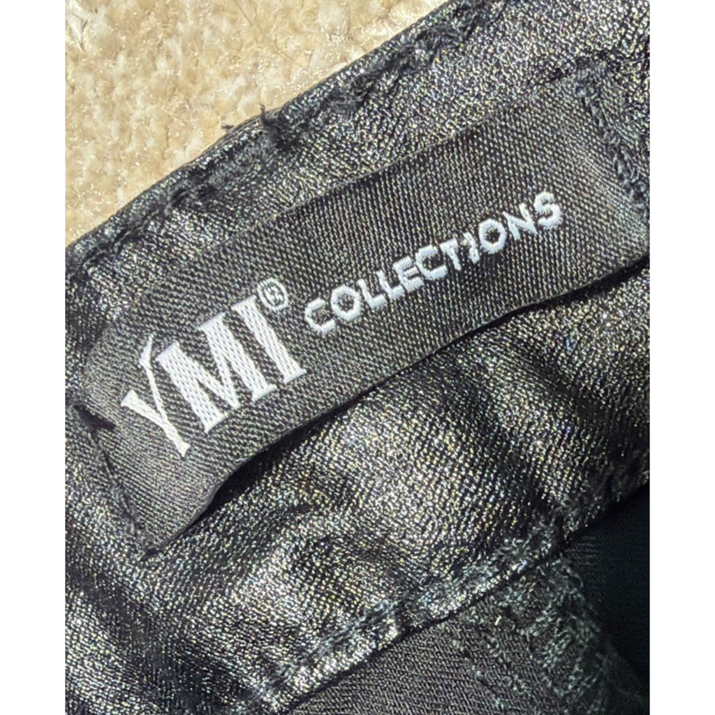 YMI Collection Black High Rise Metallic Straight Leg Pants Super Stretch M NWT