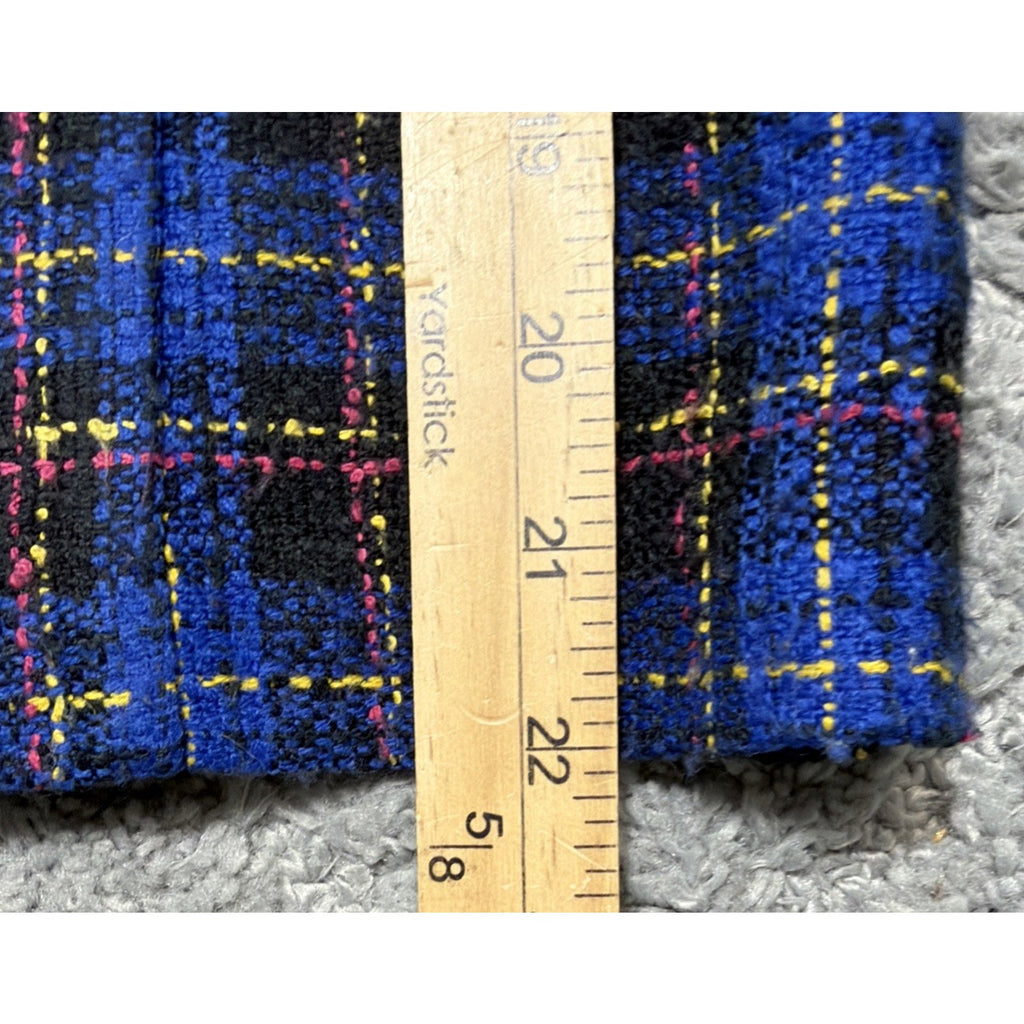 Vintage 90’s K.C Spencer New York Blue Plaid Tweed Boucle Blazer Jacket 8 USA