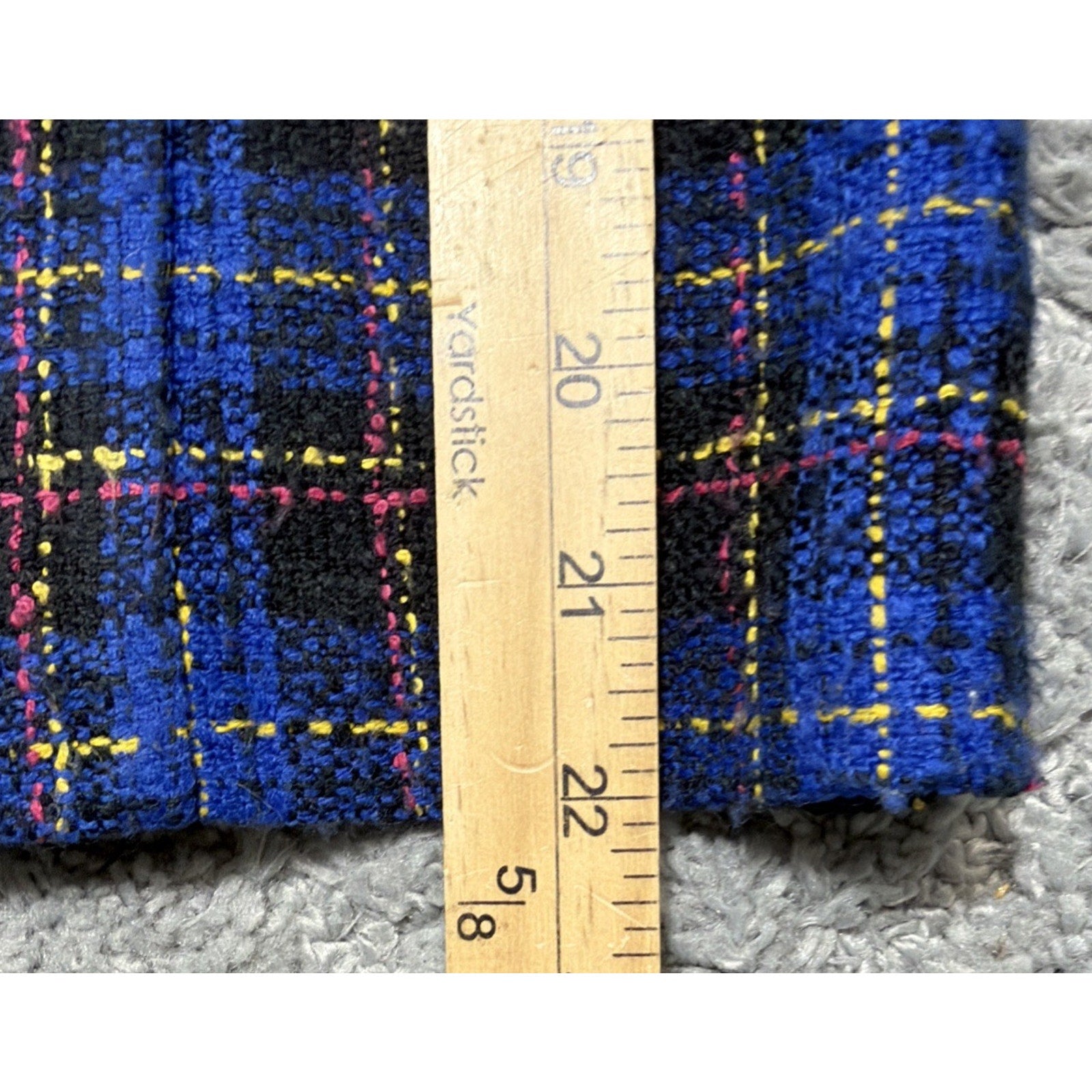 Vintage 90’s K.C Spencer New York Blue Plaid Tweed Boucle Blazer Jacket 8 USA