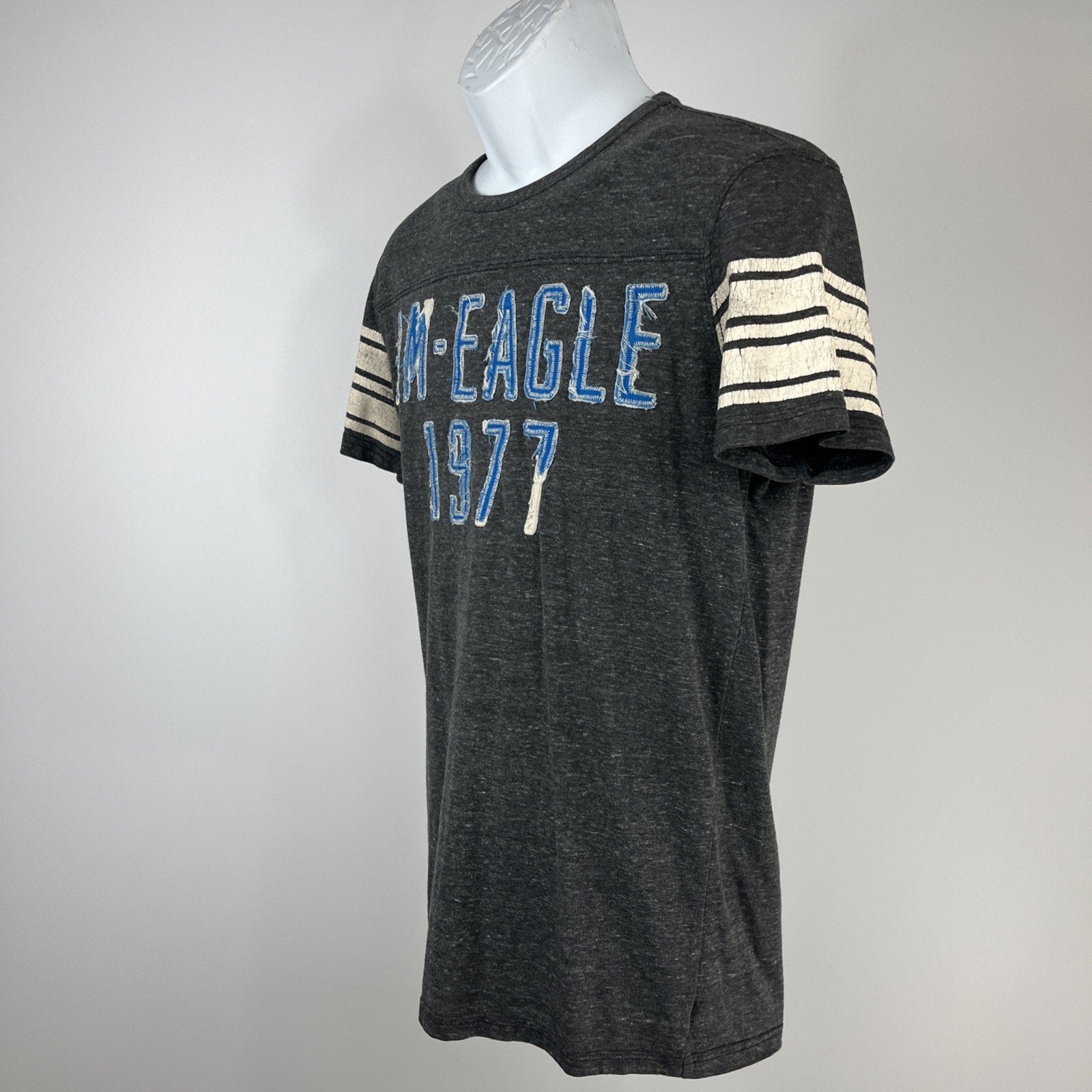 American Eagle 1977 Outfitters Mens Graphic Gray T Shirt Size S Athletic Fit