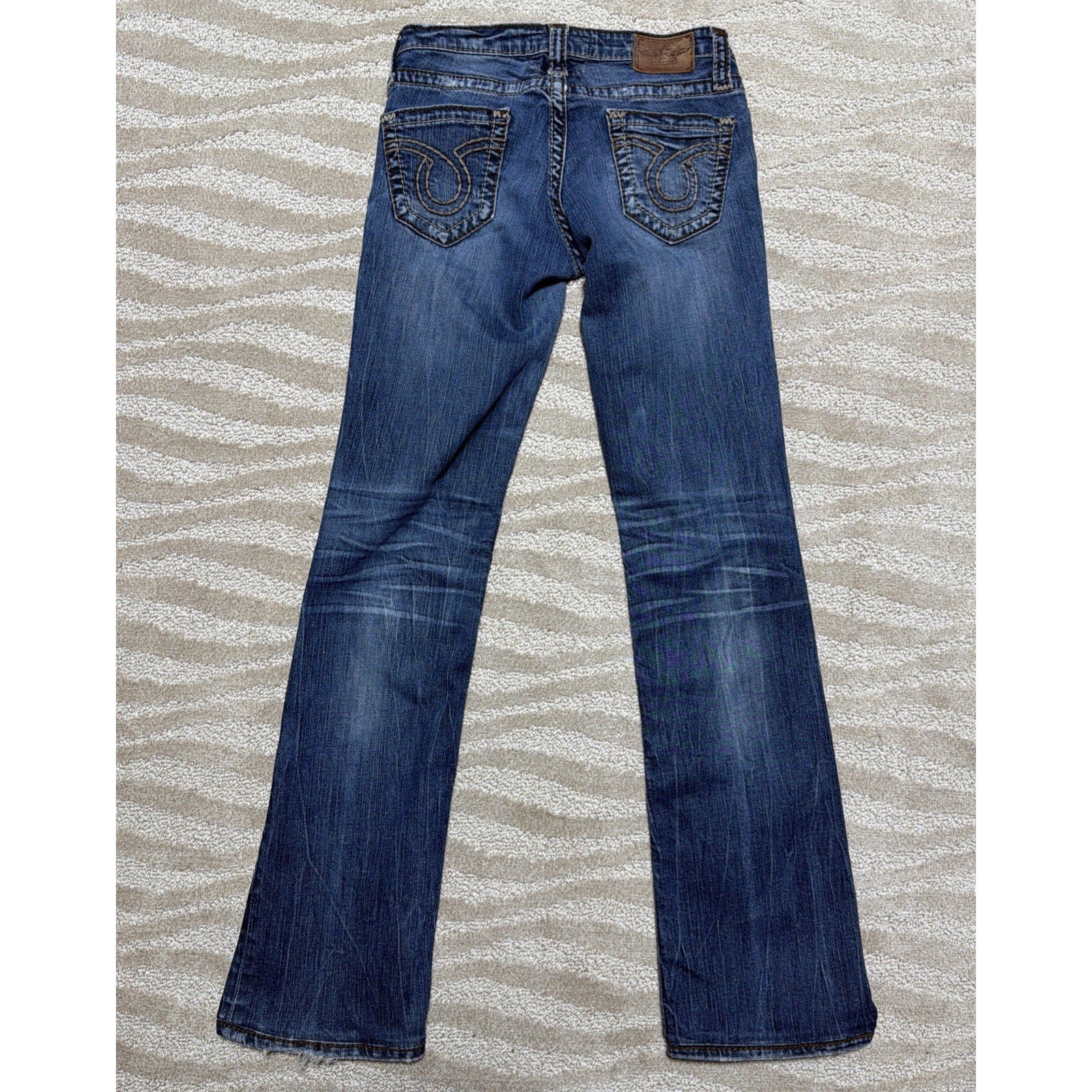 Big Star Liv Boot Jeans Womens 27XL Blue Wash Low Rise Bootcut Embroidered Denim