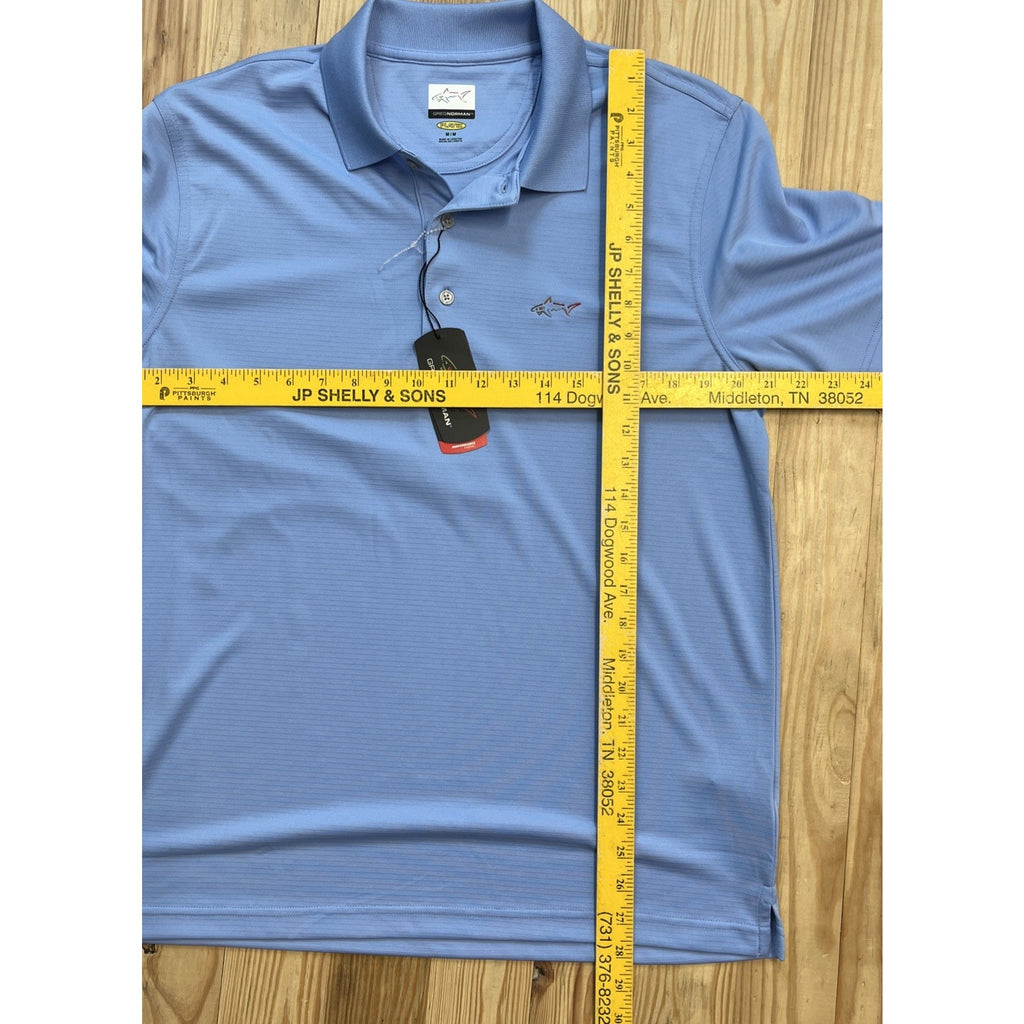 NWT Greg Norman Men's Play Dry Blue Short Sleeve Polo Golf Shirt Size M