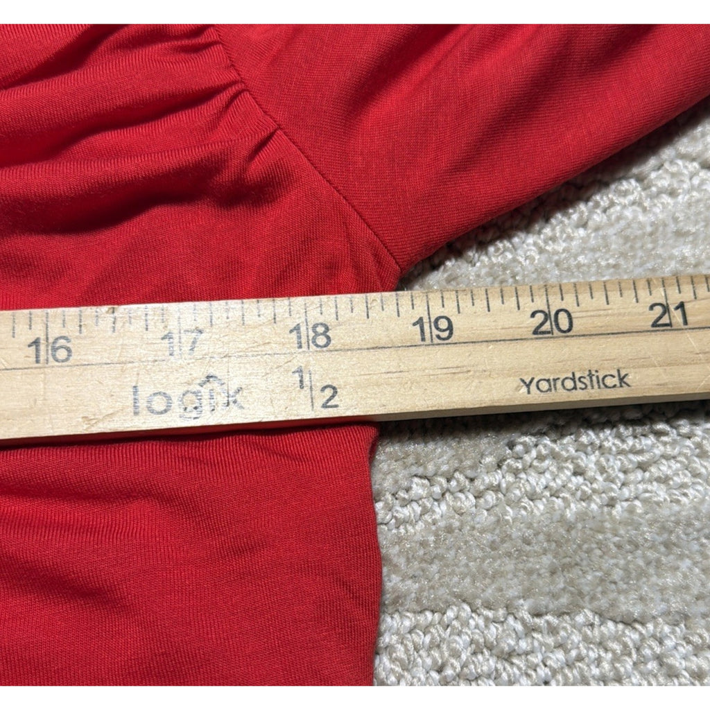 New Cable Gauge Boho Top Shirt Blouse Red Stretch Size Large NWT