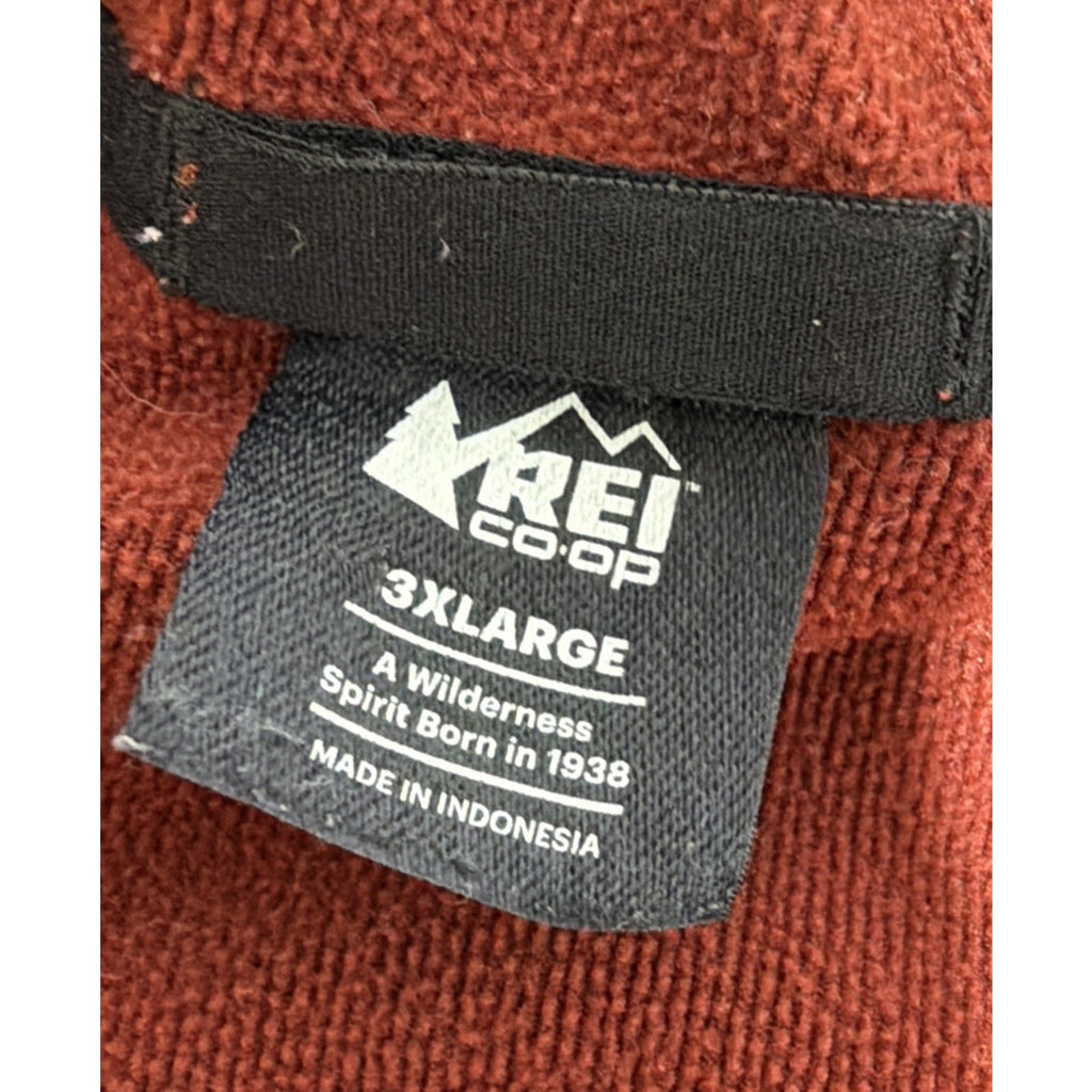 REI Co-Op Fleece Hoodie Men's 3XL Pullover Hooded 1/4 Zip Neck Thumb Holes Orang