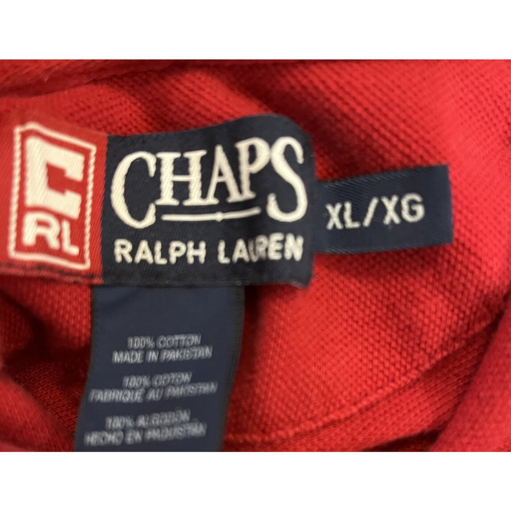 Vintage Chaps Ralph Lauren Red Gray White Stripe Polo Sweater Size XL Long Sleev