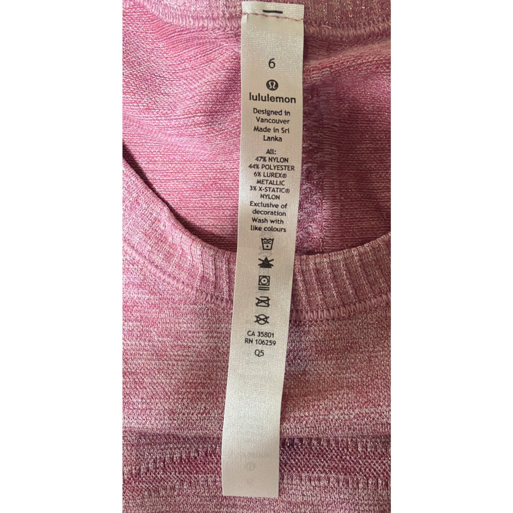 Lululemon Swiftly Tech Long Sleeve 2.0 Silverescent Size 6 POME/PKPI 26054 NWOT