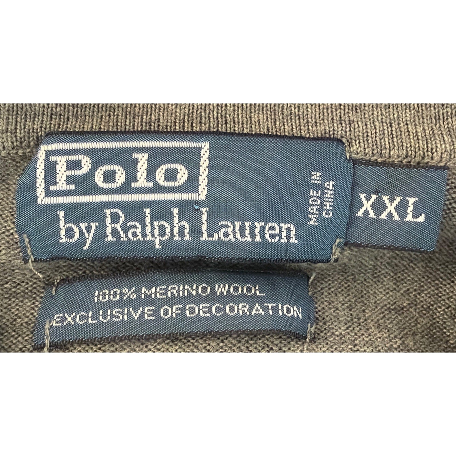 Polo Ralph Lauren Sweater Mens Size XXL Gray 100% Merino Wool Knit Pullover
