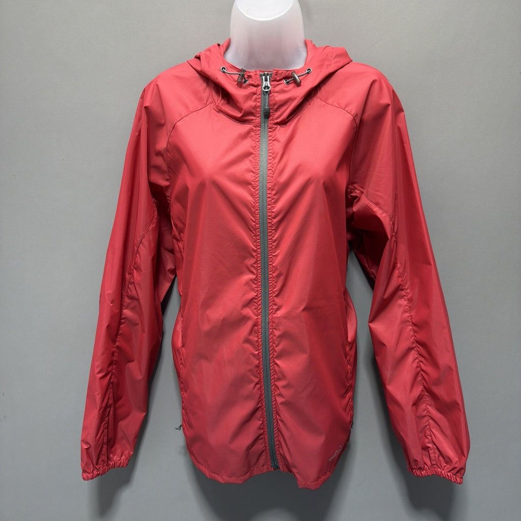 Eddie Bauer Weatheredge Womens XL Red Shell Full Zip Hooded Rain Jacket NWOT