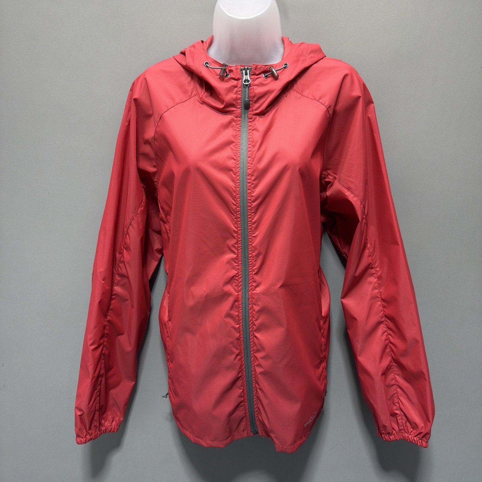 Eddie Bauer Weatheredge Womens XL Red Shell Full Zip Hooded Rain Jacket NWOT