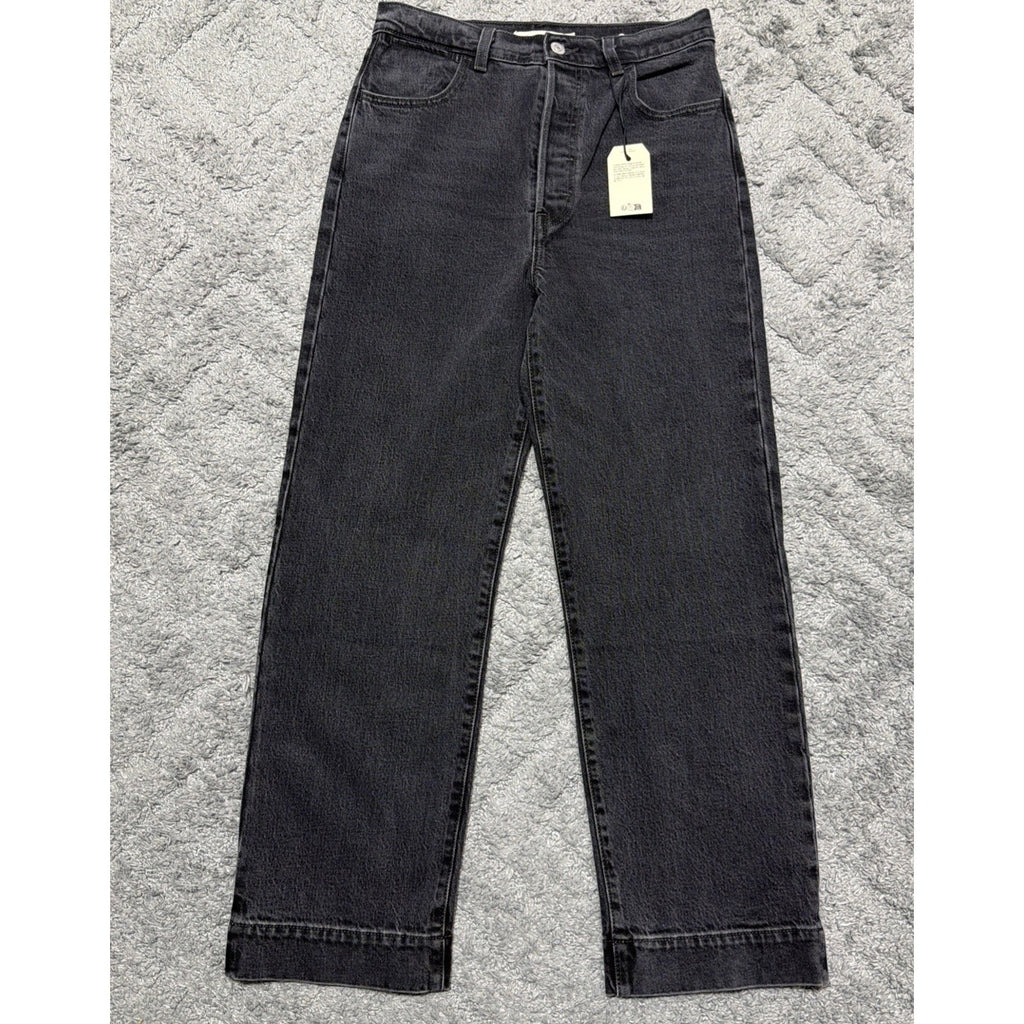 Levis Jeans Womens 26 Black Ribcage Straight Ankle Button Fly Stretch Denim NWT