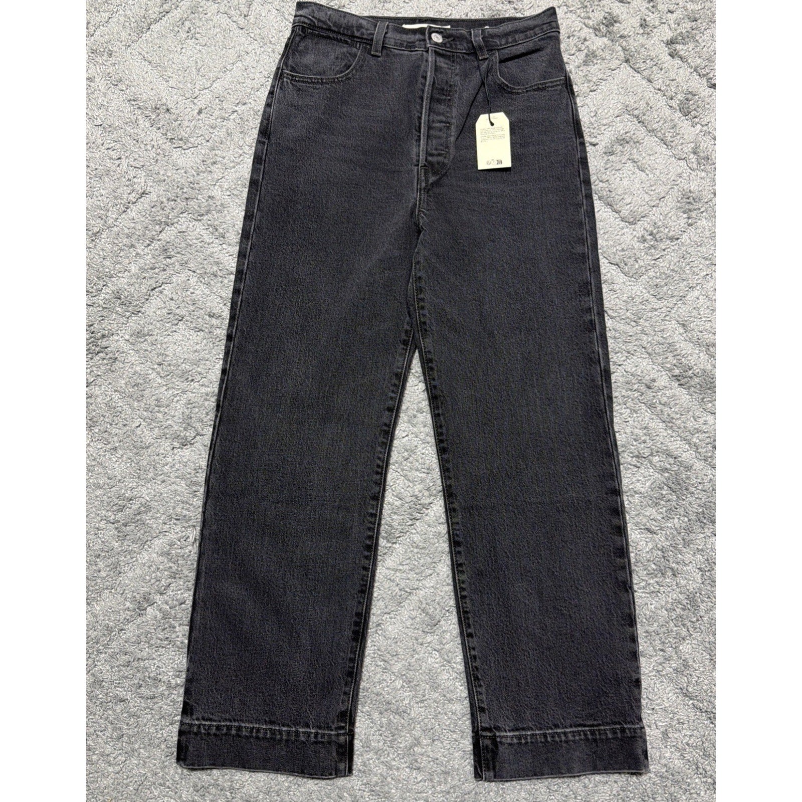 Levis Jeans Womens 26 Black Ribcage Straight Ankle Button Fly Stretch Denim NWT