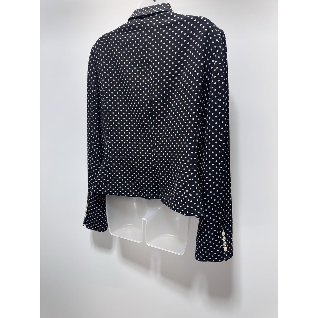 Tommy Hilfiger Blazer Black White Polka Dots Preppy Classic Women’s size LP